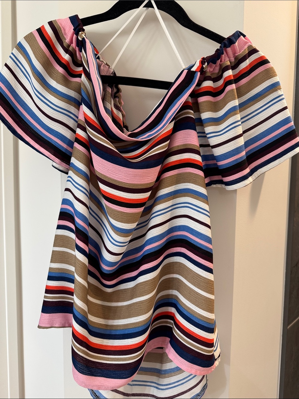 Blue Rain Multicolor Striped Off-Shoulder Blouse